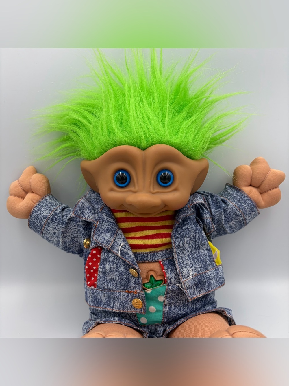 Vtg Y2K 1991 Ace Novelty Treasure Troll 16” Doll - Green Hair & Wishstone NICE!